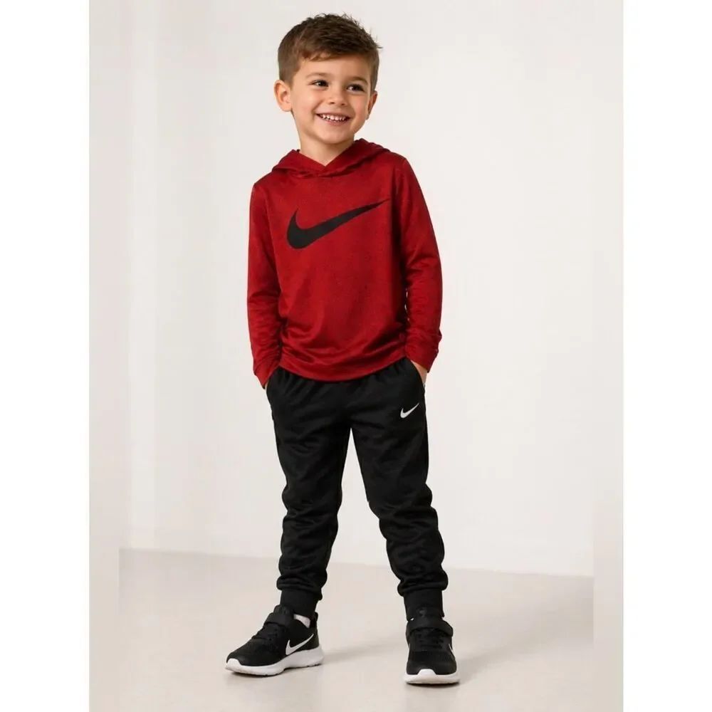 Nike Dri-FIT Red Hoodie Youth Size 5 (4–5Y) Swoosh Logo Athletic